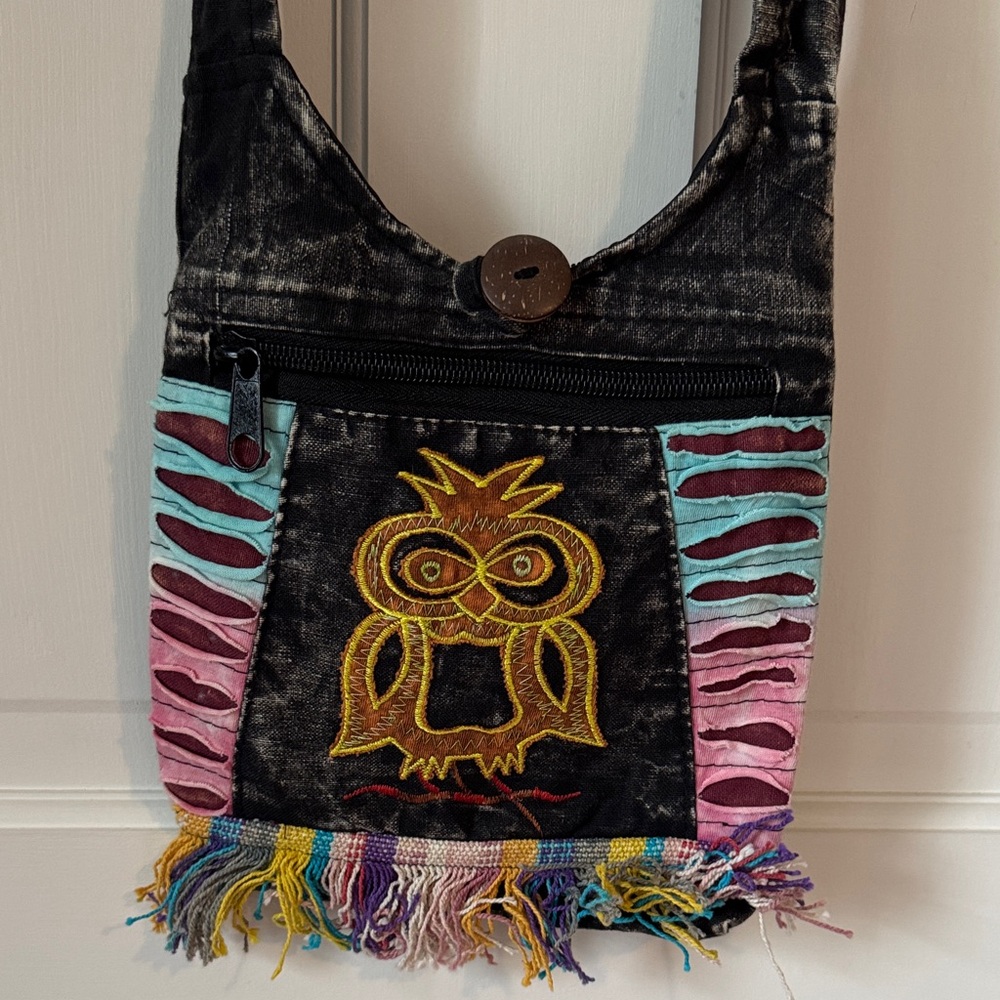Boho  Embroidered Owl Crossbody Bag
